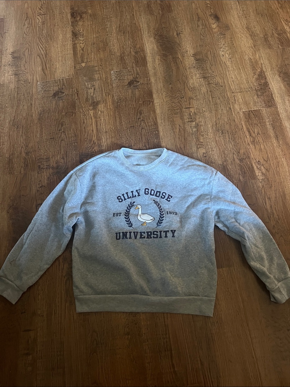 SHEIN Gray 'Silly Goose University' Crewneck Sweatshirt